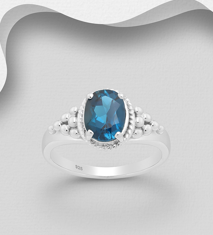 1181-1406 - La Preciada - Wholesale 925 Sterling Silver Ring, Decorated with London Blue Topaz