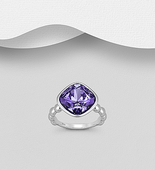 1583-166 - Sparkle by 7K - 925 Sterling Silver Ring Decorated with Fine Austrian Crystal