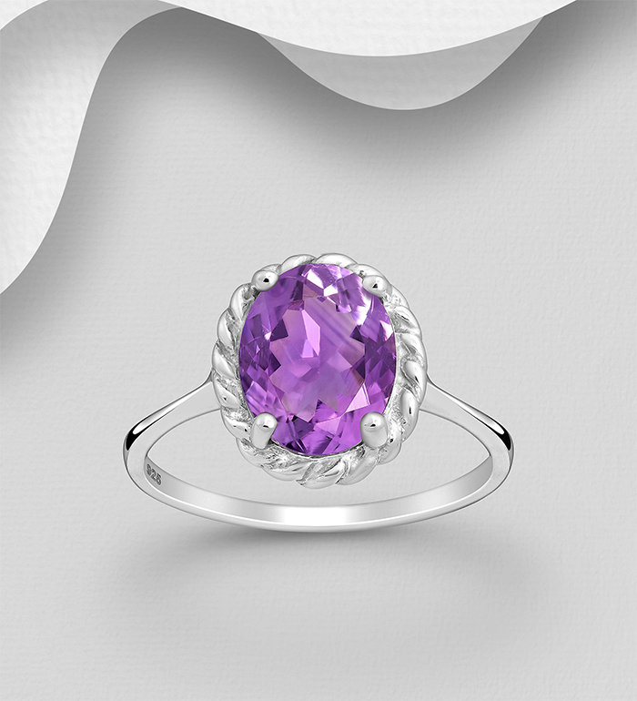 1181-2586 - La Preciada - 925 Sterling Silver Solitaire Ring, Decorated with Various Gemstones