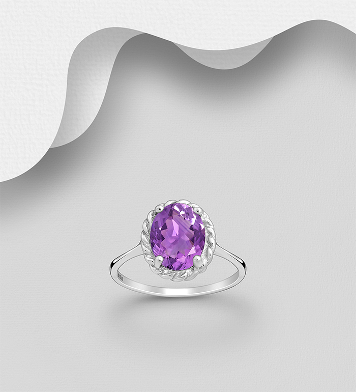 1181-2586 - La Preciada - 925 Sterling Silver Solitaire Ring, Decorated with Various Gemstones