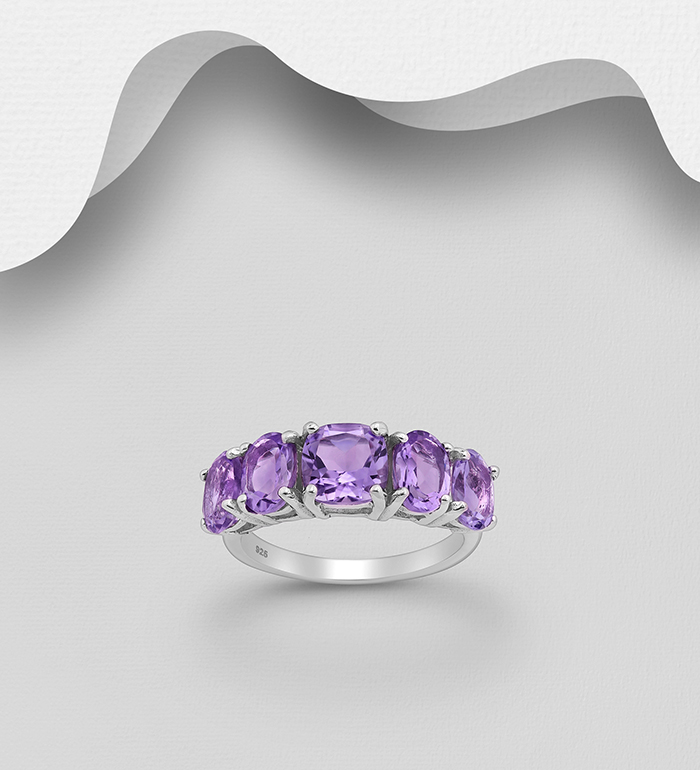 1181-2556A - La Preciada - 925 Sterling Silver Ring, Decorated with Various Gemstones