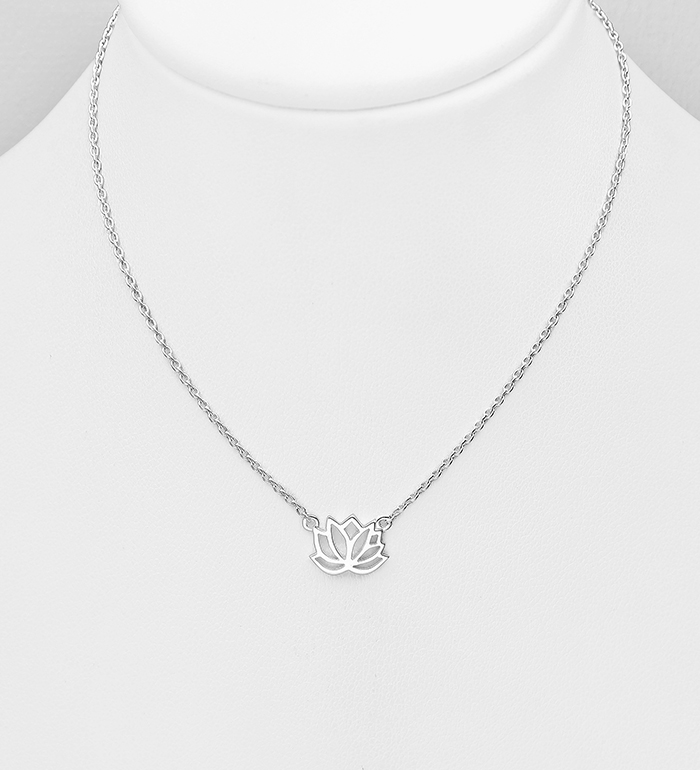 1063-1967 - Wholesale 925 Sterling Silver Lotus Necklace