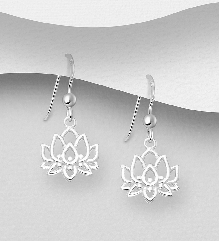 1063-2211 - 925 Sterling Silver Lotus Hook Earrings