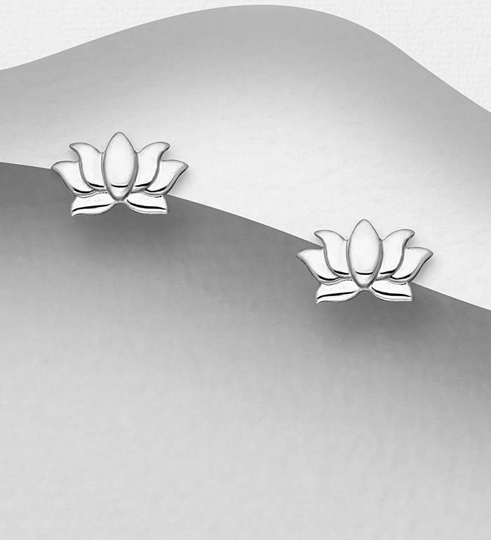 1063-2597 - 925 Sterling Silver Lotus Push-Back Earrings