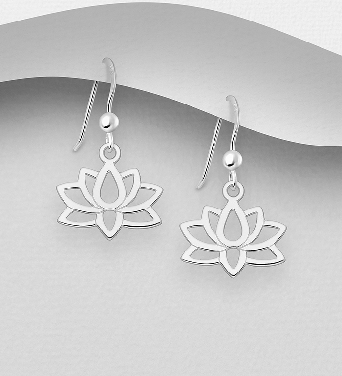 1063-2655 - 925 Sterling Silver Lotus Hook Earrings