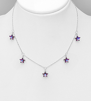 1583-441 - Sparkle by 7K - 925 Sterling Silver Necklace Featuring Star Decorated with Fine Austrian Crystal