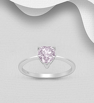 1583-445 - Sparkle by 7K - 925 Sterling Silver Heart Ring Decorated with Fine Austrian Crystal