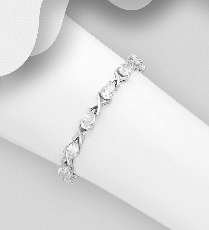 1181-3874 - La Preciada - 925 Sterling Silver Bracelet, Decorated with White Topaz