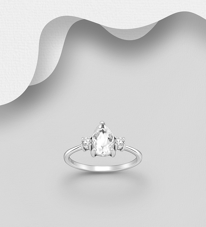 1181-3877 - La Preciada - 925 Sterling Silver Ring, Decorated with Gemstones
