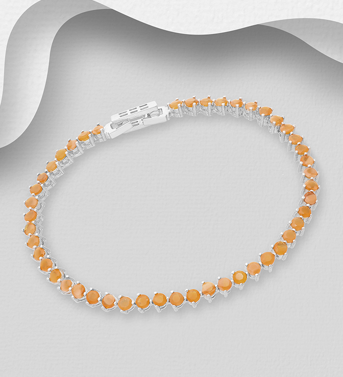 1181-3891 - La Preciada - 925 Sterling Silver Bracelet, Decorated with Fire Opal 