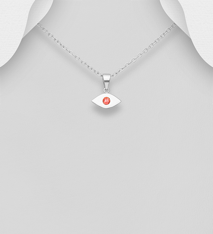 1583-535 - Sparkle by 7K - Wholesale 925 Sterling Silver Eye Pendant, Decorated with Various Fine Austrian Crystal