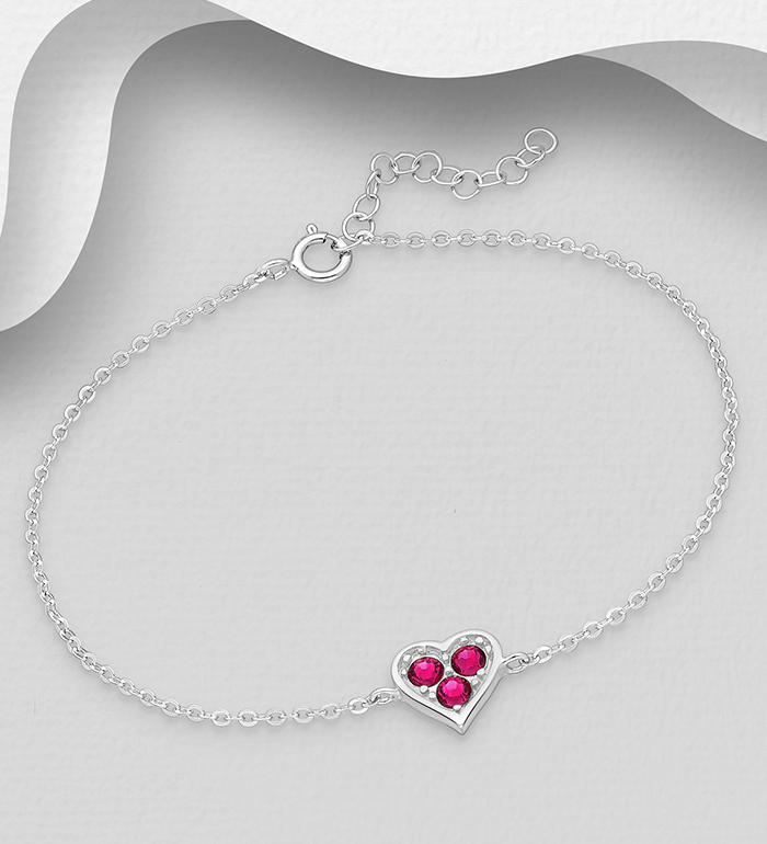 1583-539 - Sparkle by 7K - Wholesale 925 Sterling Silver Heart Bracelet, Decorated with Various Fine Austrian Crystals