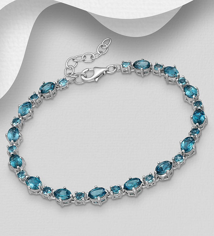 1181-3919 - La Preciada - 925 Sterling Silver Bracelet, Decorated with Various Gemstones