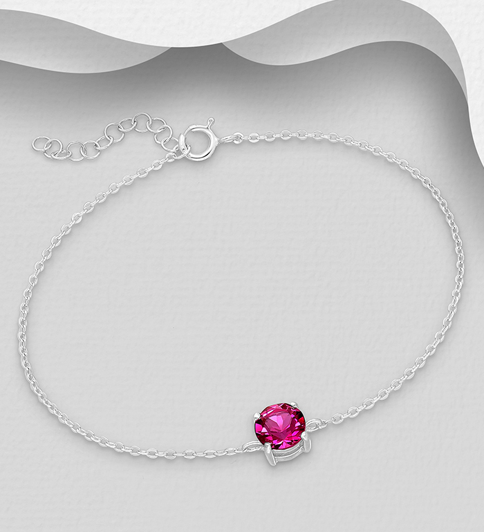 1583-543 - Sparkle by 7K - 925 Sterling Silver Bracelet, Decorated with Various Fine Austrian Crystal