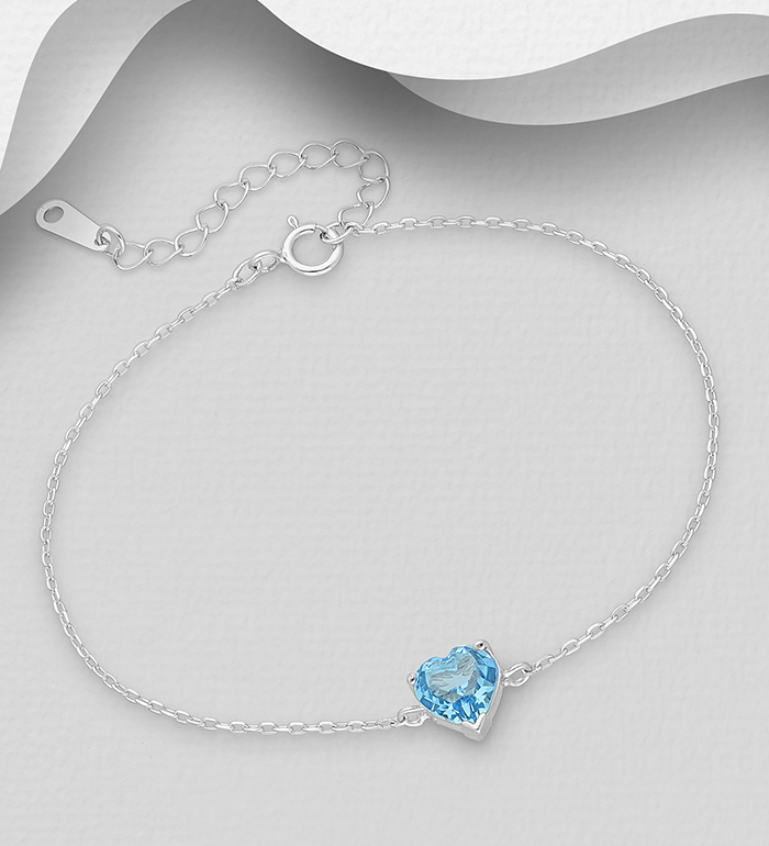 1583-545 - Sparkle by 7K - 925 Sterling Silver Heart Bracelet, Decorated with Various Fine Austrian Crystal