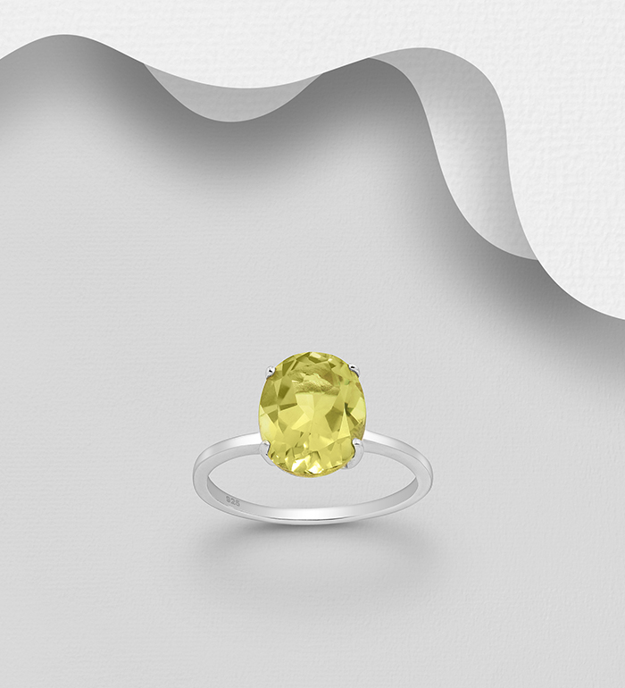 1181-3939 - La Preciada - 925 Sterling Silver Solitaire Ring, Decorated with Lemon Quartz