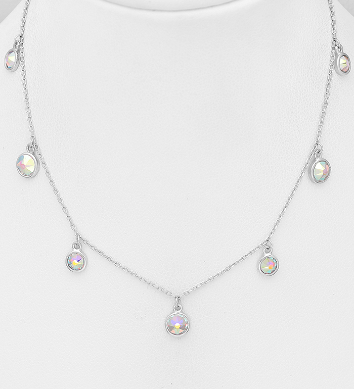 1583-559 - Sparkle by 7K - 925 Sterling Silver Necklace, Decorated with Various Fine Austrian Crystals