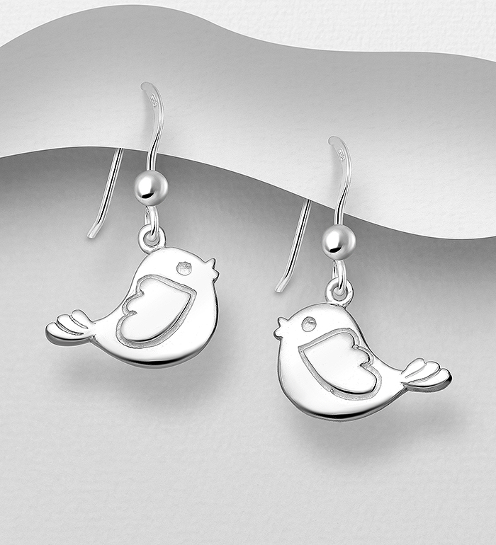 1063-1166 - Wholesale 925 Sterling Silver Bird Hook Earrings