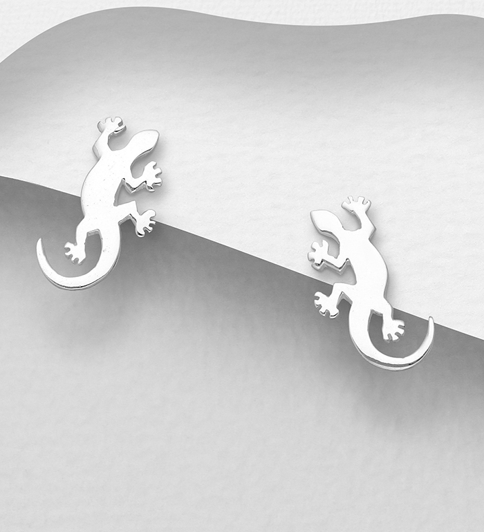 1063-2019 - Wholesale 925 Sterling Silver Lizard / Gecko Push-Back Earrings