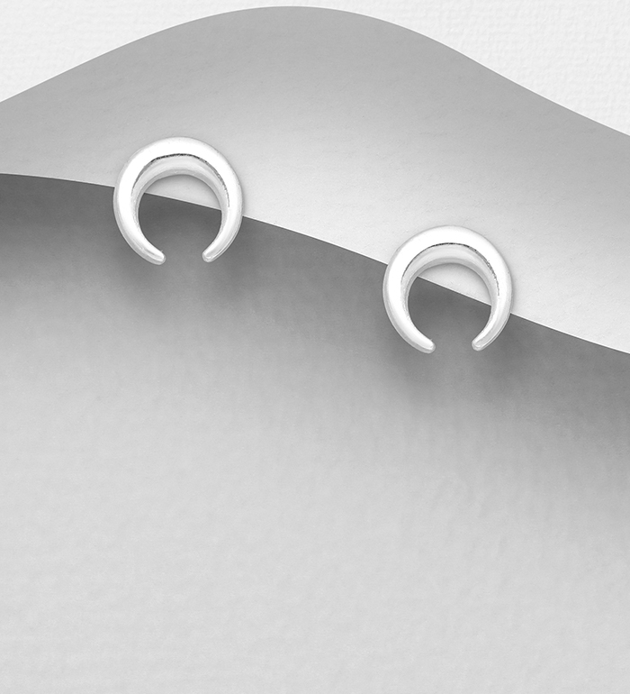 1063-2059 - Wholesale 925 Sterling Silver Horn Push-Back Earrings