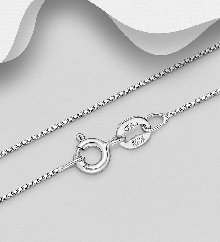 1063-2343 - Wholesale ITALIAN DELIGHT – 925 Sterling Silver Box (Venetian) Chain, 0.7 mm Wide, Made in Italy.