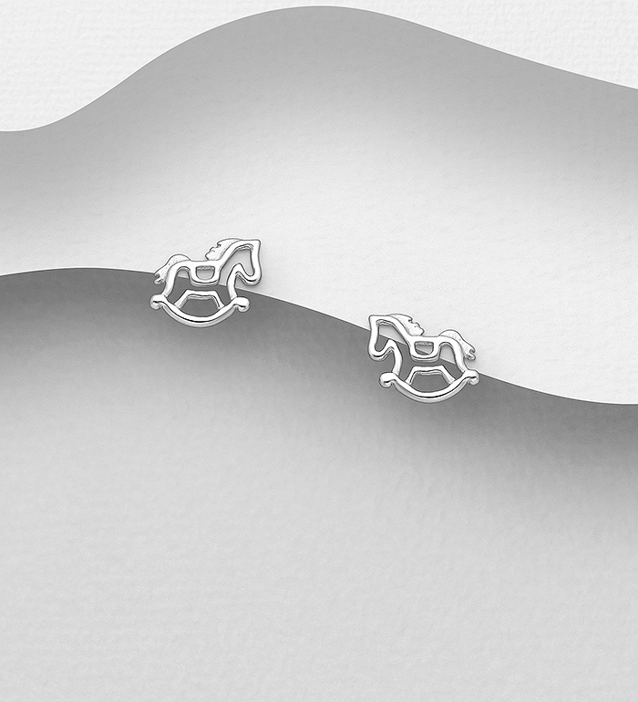 1063-2707 - Wholesale 925 Sterling Silver Rocking Horse Push-Back Earrings