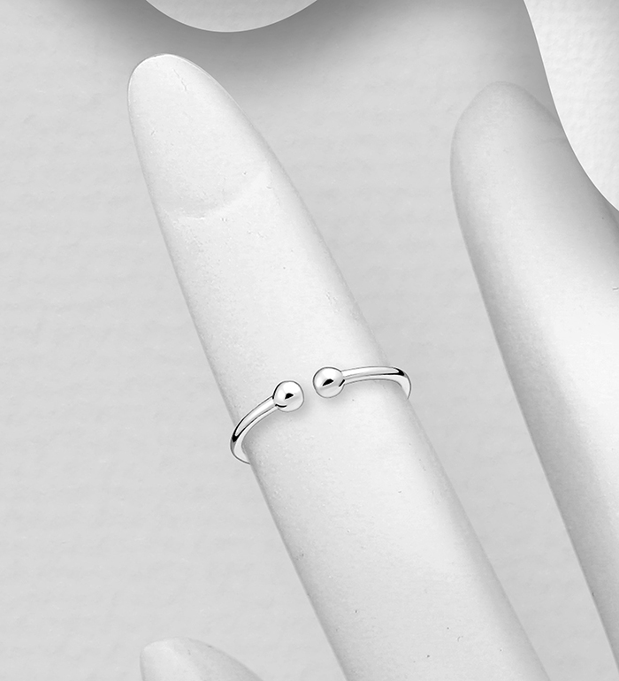 1063-782 - Wholesale 925 Sterling Silver Adjustable Ball Ring