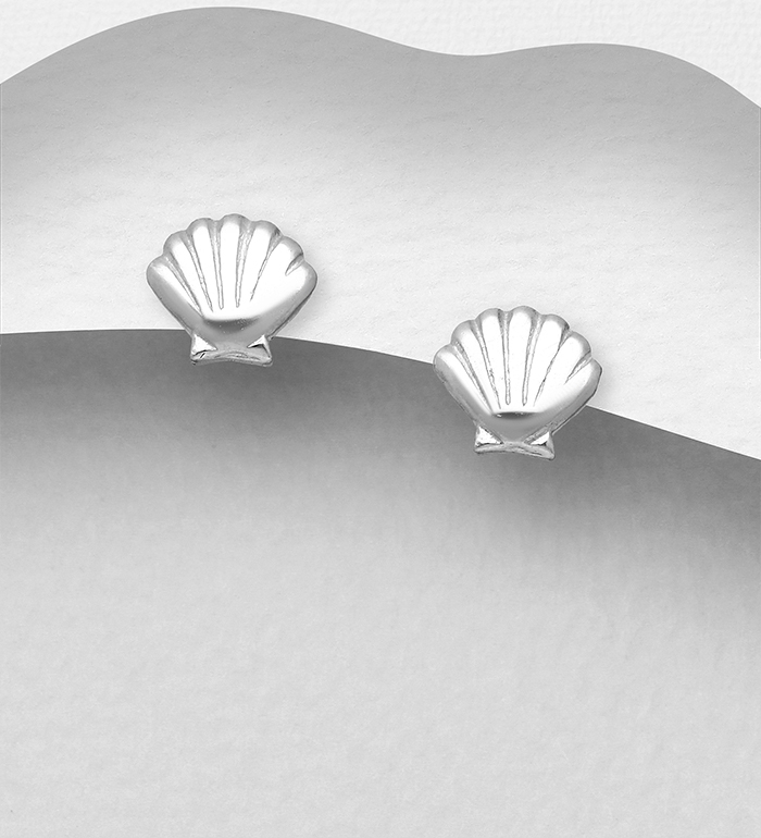 1068-1624 - Wholesale 925 Sterling Silver Shell Push-Back Earrings