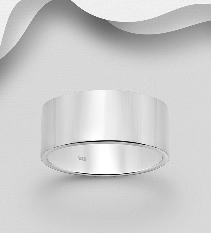 11-6 - Wholesale 925 Sterling Silver Engravable Band Ring, 8 mm Wide.