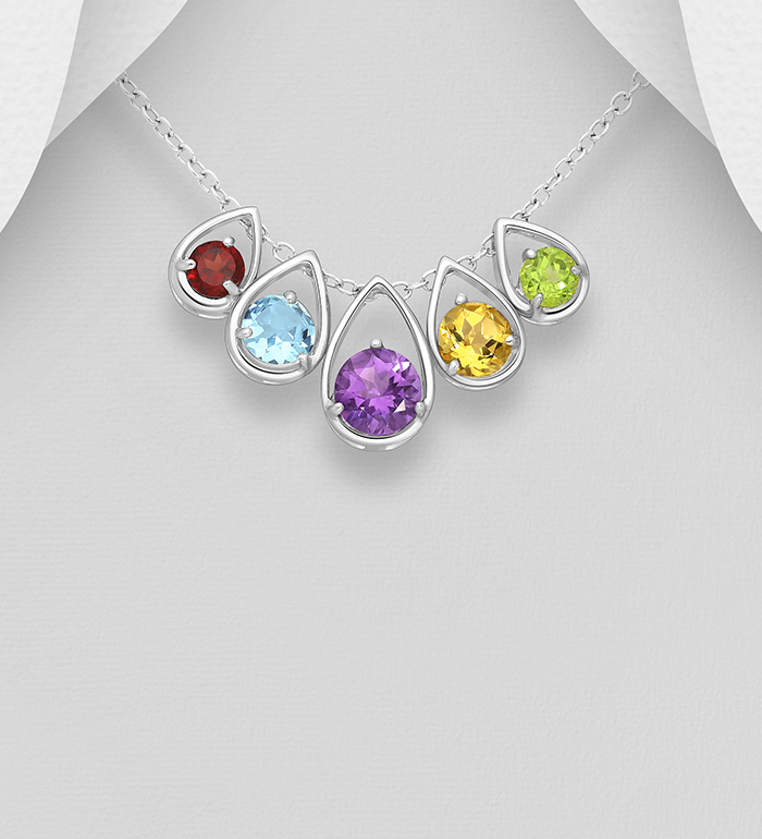 1181-2508 - La Preciada - Wholesale 925 Sterling Silver Pendants, Decorated with Various Gemstones