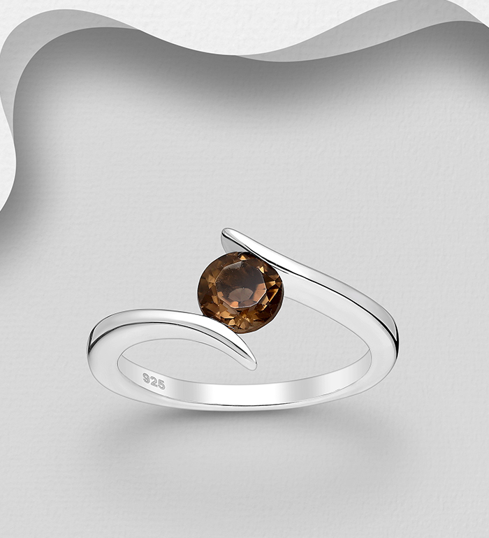 1181-2991 - La Preciada - Wholesale 925 Sterling Silver Solitaire Ring, Decorated with Various Gemstones