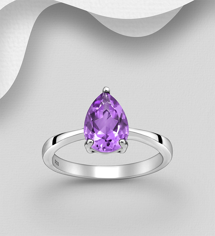 1181-306 - La Preciada - Wholesale 925 Sterling Silver Solitaire Ring, Decorated with Various Gemstones