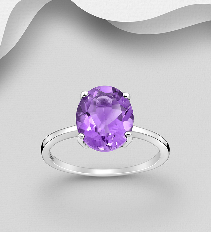 1181-3065 - La Preciada - Wholesale 925 Sterling Silver Solitaire Ring, Decorated with Various Gemstones