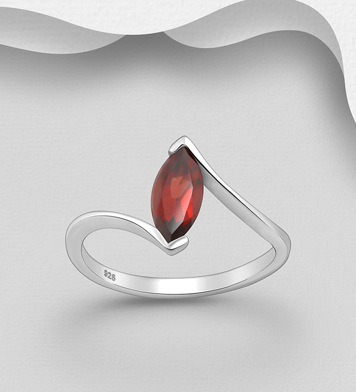 1181-3764A - La Preciada - Wholesale 925 Sterling Silver Solitaire Ring, Decorated with Various Gemstones