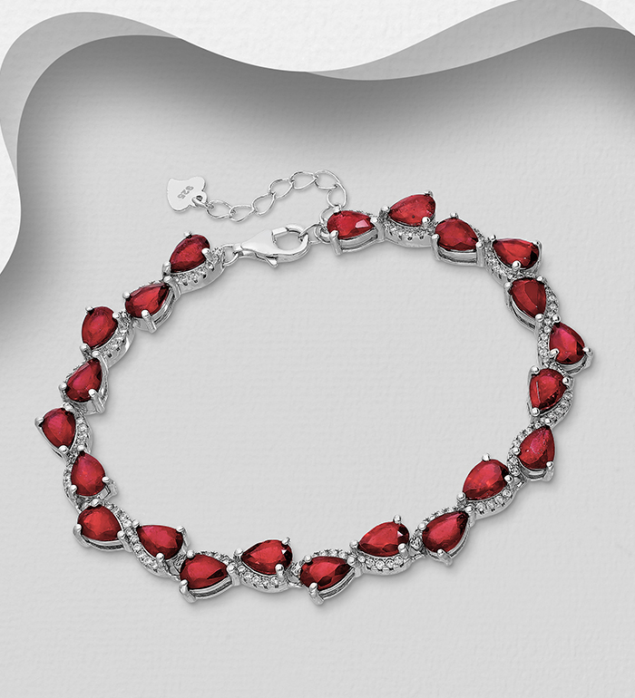 1181-4263 - La Preciada - Wholesale 925 Sterling Silver Bracelet, Decorated with Various Gemstones and CZ Simulated Diamonds