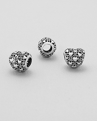 1559-242 - Wholesale 925 Sterling Silver Heart Bead