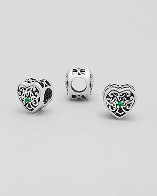 1559-299 - Wholesale 925 Sterling Silver Heart Bead