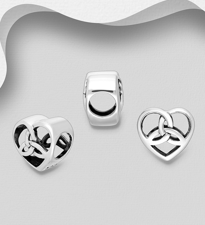 1559-362 - Wholesale 925 Sterling Silver Celtic and Heart Bead