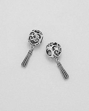 1559-477 - Wholesale 925 Sterling Silver Oxidized Swirl Bead