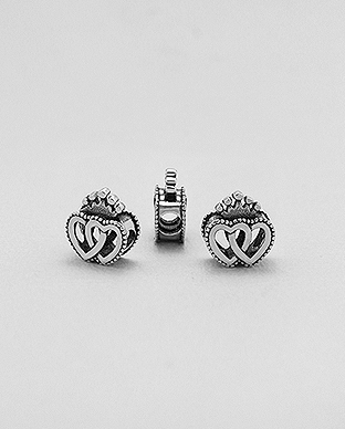 1559-495 - Wholesale 925 Sterling Silver Heart And Crown Bead