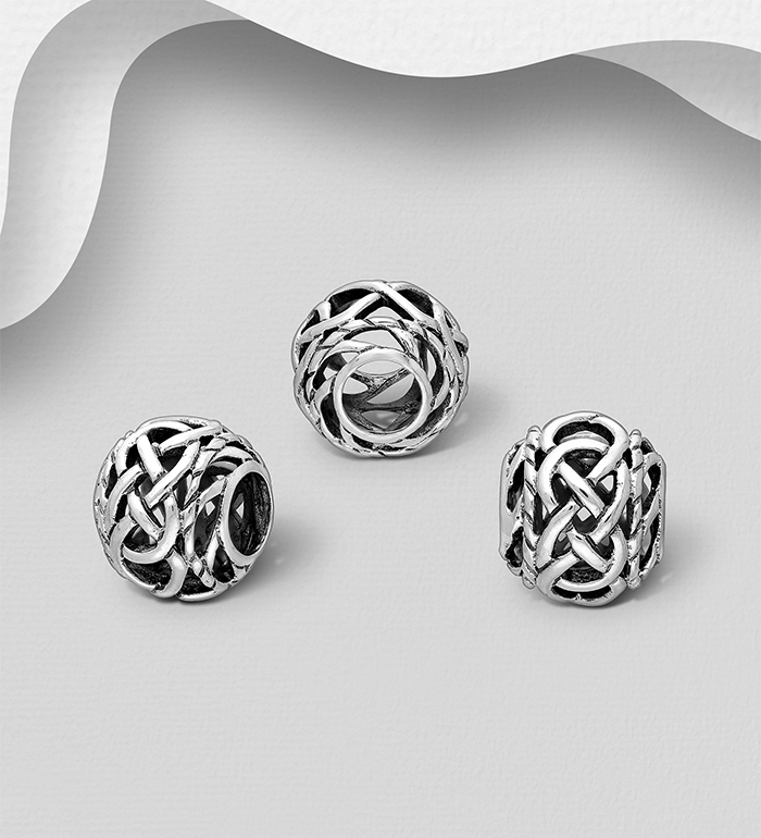 1559-504 - Wholesale 925 Sterling Oxidized Silver Celtic Bead