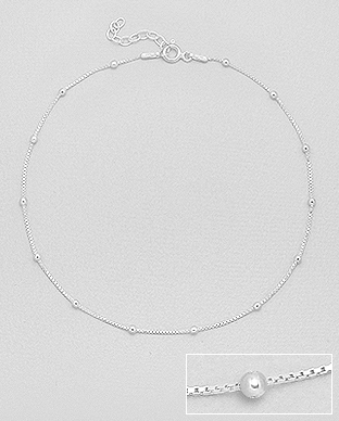 1562-250K - Wholesale 925 Sterling Silver Ball Anklet Made In Italy