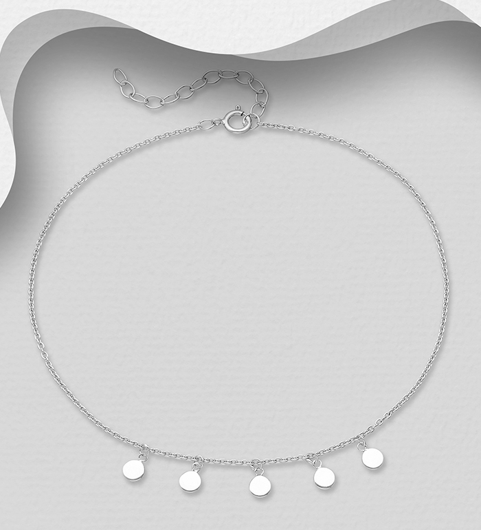 1562-359 - Wholesale 925 Sterling Silver Anklet Featuring Dangle Circle Charms