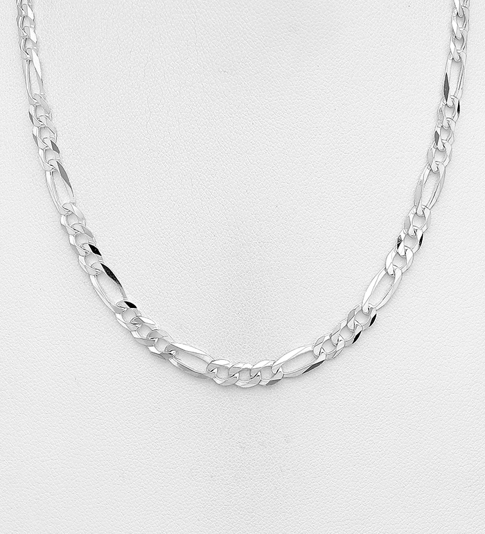 1563-920 - Italian Delight - Wholesale 925 Sterling Silver Figaro Necklace, 4.5 mm Wide, Made in Italy
