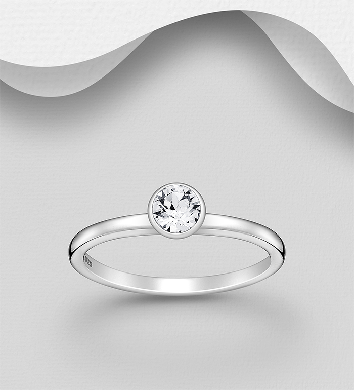 1583-105 - Sparkle by 7K - Wholesale 925 Sterling Silver Ring Decorated with Fine Austrian Crystal