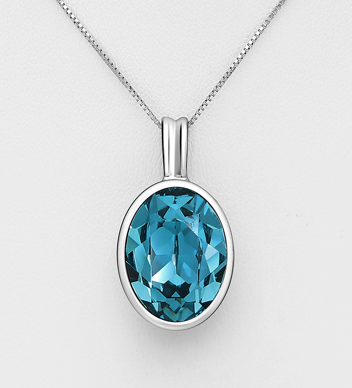 1583-126 - Sparkle by 7K - Wholesale 925 Sterling Silver Necklace Decorated with Fine Austrian Crystal