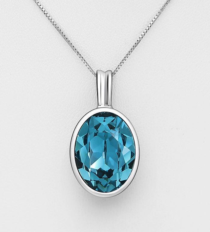 1583-126 - Sparkle by 7K - Wholesale 925 Sterling Silver Necklace Decorated with Fine Austrian Crystal