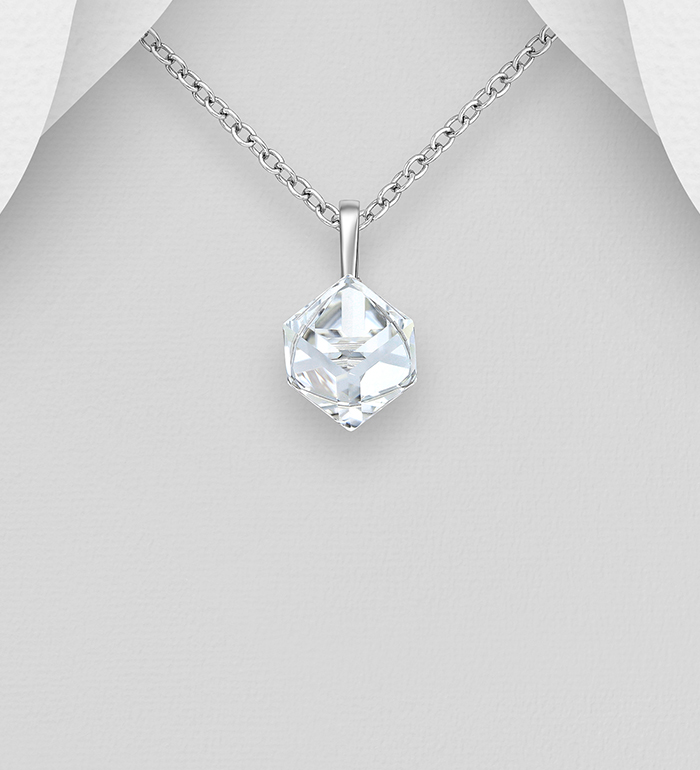 1583-159 - Sparkle by 7K - Wholesale 925 Sterling Silver Pendant Decorated with Fine Austrian Crystal
