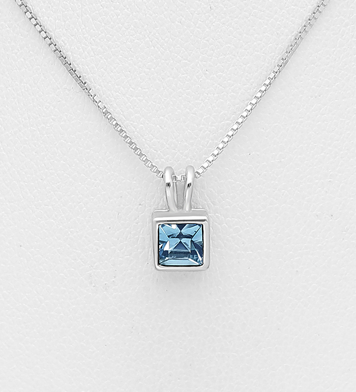 1583-179 - Sparkle by 7K - Wholesale 925 Sterling Silver Necklace Decorated with Fine Austrian Crystal