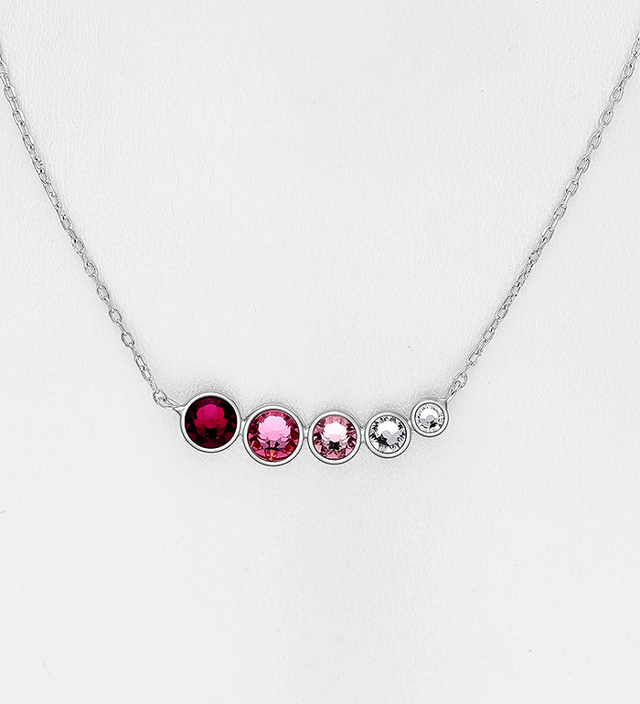 1583-248 - Sparkle by 7K - Wholesale 925 Sterling Silver Necklace Decorated with Fine Austrian Crystals